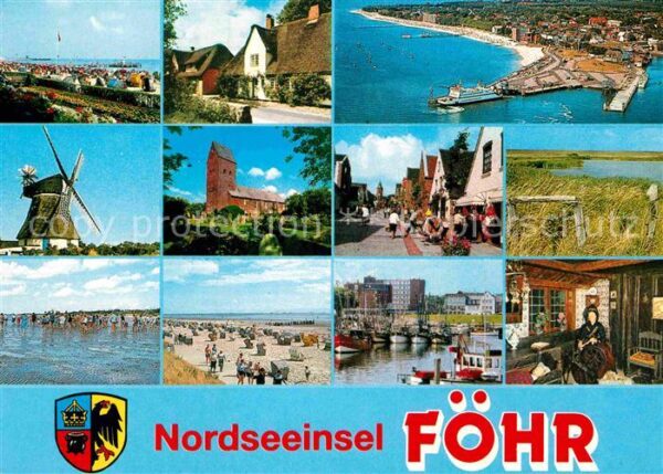 Insel Foehr Strand Mühle Kirche Friesenhäuser Flieg