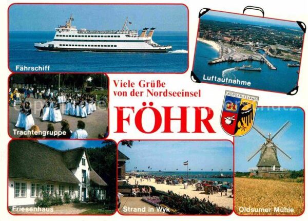 Insel Foehr Fährschiff Fliegeraufnahme Trachtengrup