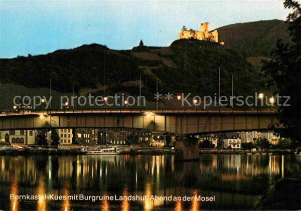 Bernkastel-Kues Burgruine Landshut Moselpartie am Abend