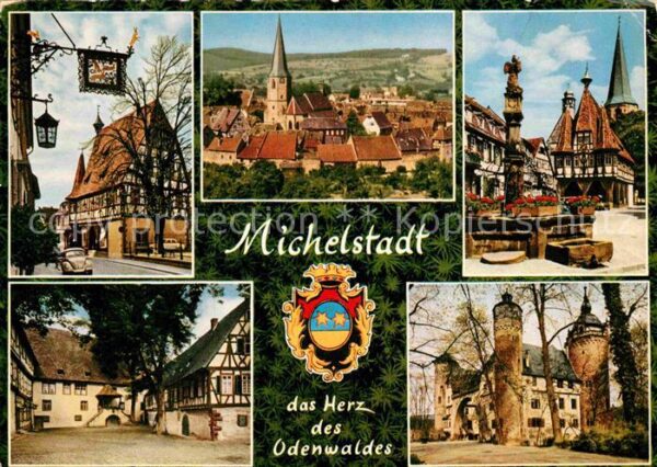Michelstadt Fachwerkhäuser Teilansicht Markt Brunne
