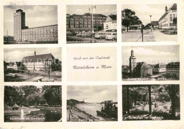 Ruesselsheim Main Opelturm Bahnhofsplatz Marktplatz Ratha