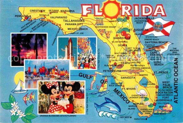 Florida US-State Teilansichten Gebietskarte