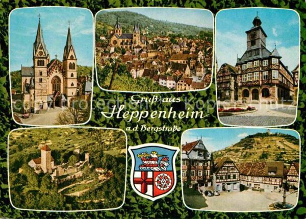 Heppenheim Bergstrasse Kirche Stadtblick Rathaus Schloss