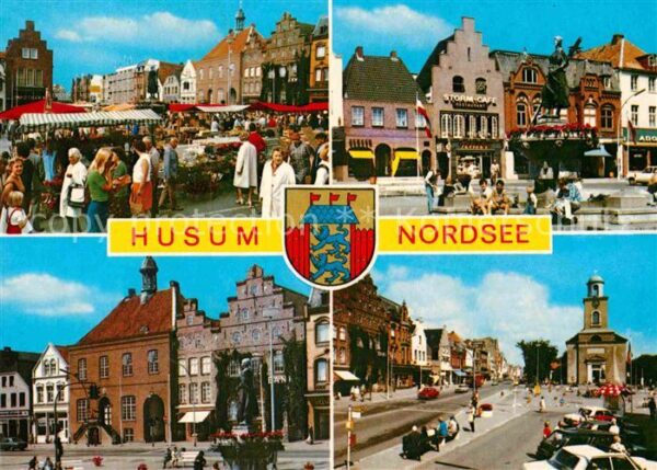 Husum Nordfriesland Markt Brunnen Rathaus Kirche