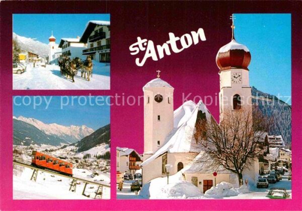 St Anton Arlberg Pferdeschlitten Drahtseilbahn Kirche