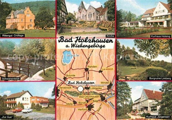 Bad Holzhausen Luebbecke Rittergut-Crollage Kirche Kurhaus-Holsi