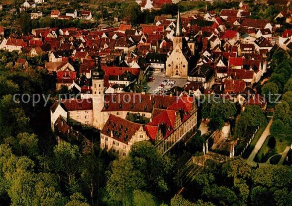 Weikersheim Fliegeraufnahme Schloß mit Marktplatz