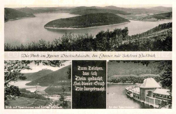 Edersee Panorama mit Schloss Waldeck Sperrmauer