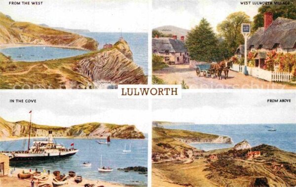 Lulworth Cove Panorama Village Cove Boat Coast