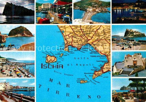 Ischia Landkarte Küstenstädte Hafen Felsen Ins