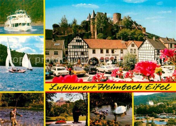 Heimbach Eifel Teilansicht mit Burg Park Schwanensee A