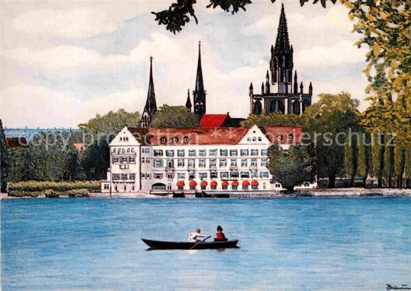 Konstanz Bodensee Blick von der Seestrasse auf Münster un
