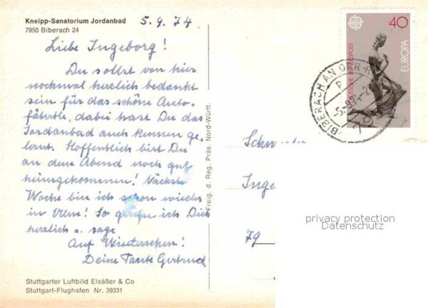 Biberach Riss Kneipp Sanatorium Jordanbad Fliegeraufn – Bild 2