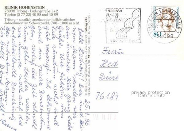 Triberg Schwarzwald Klinik Hohenstein Wasserfall – Bild 2