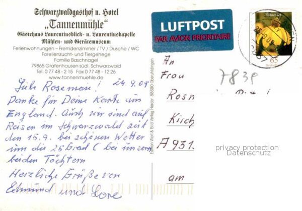 Grafenhausen Schwarzwald Schwarzwaldgasthof und Hotel Tannenmühl – Bild 2