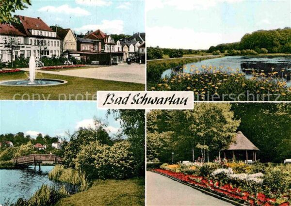 Bad Schwartau Teilansichten Kurort Park Teich Brücke