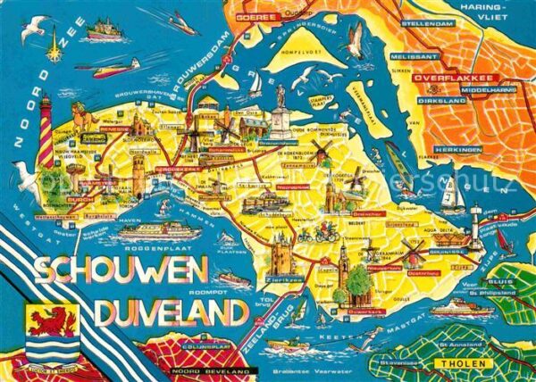 Schouwen Duiveland Landkarte Insel