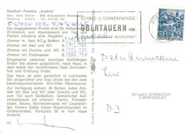 Obertauern Gasthof Pension Austria Schizentrum Alp – Bild 2