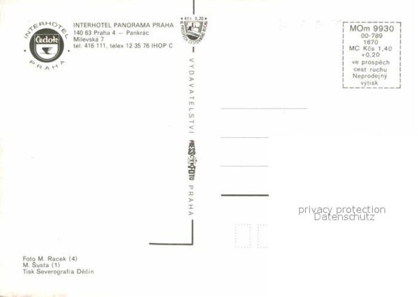 Praha Prahy Prague Interhotel Panorama – Bild 2