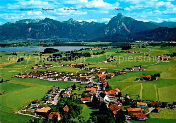 Hopferau Fliegeraufnahme mit Hopfensee und Säuli