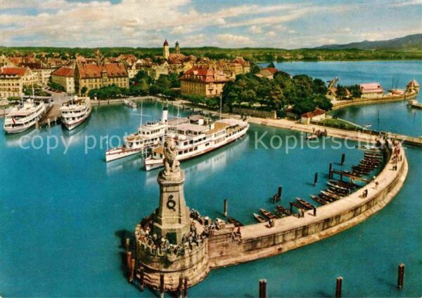 Lindau Bodensee Fliegeraufnahme Hafenpartie