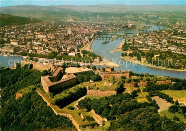 Koblenz Rhein Fliegeraufnahme Festung Ehrenbreitstein