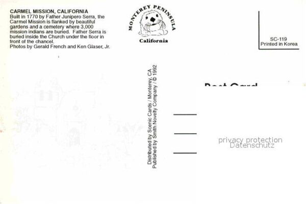 Carmel California Fliegeraufnahme Mission Kirche – Bild 2