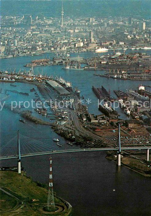 Hamburg Fliegeraufnahme Köhlbrandbrücke