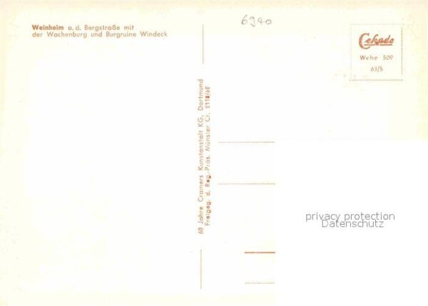 Weinheim Bergstrasse Fliegeraufnahme Wachenburg Burgruine Wi – Bild 2