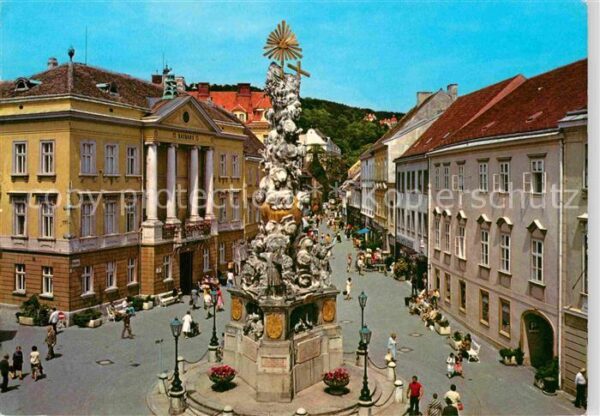 Baden Wien Hauptplatz mit Rathaus und Pestsäule