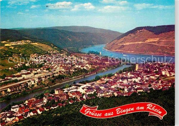 Bingen Rhein Fliegeraufnahme mit Bingerbrück und Nah