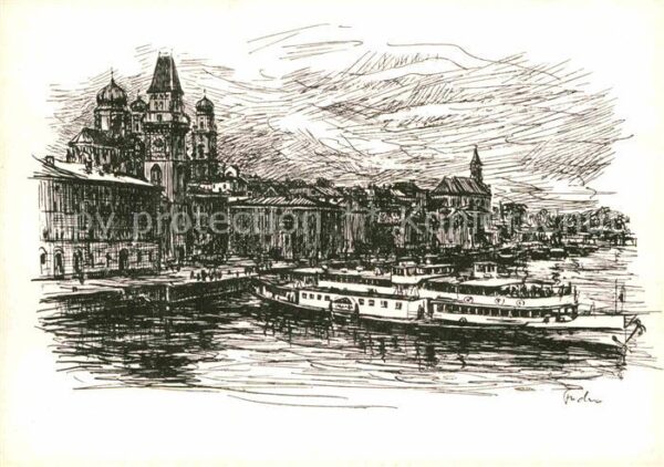 Passau Rathausplatz Künstlerkarte Dreiflüssest