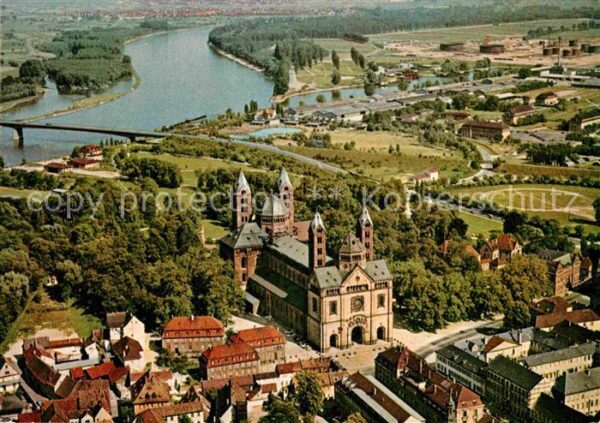 Speyer Rhein Fliegeraufnahme mit Münster und Rhein