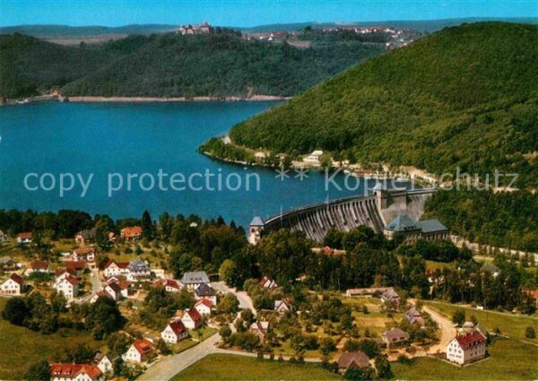 Hemfurth-Edersee Fliegeraufnahme Edertal mit Sperrmauer