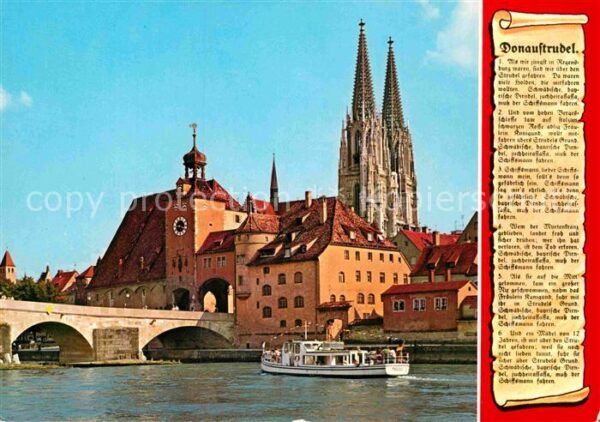 Regensburg Donaupartie Steinerne Brücke Dom