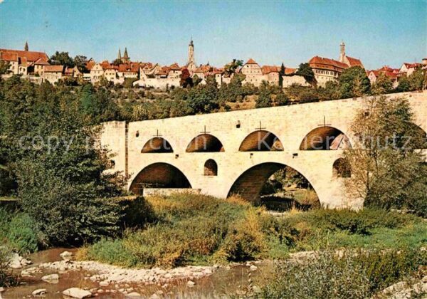 Rothenburg Tauber Doppelbrücke mit Taubertal