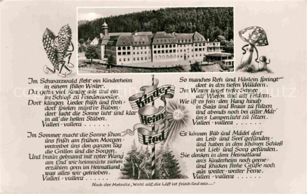 Liederkarte Kinderheimlied Kinderheilstätte Schloss
