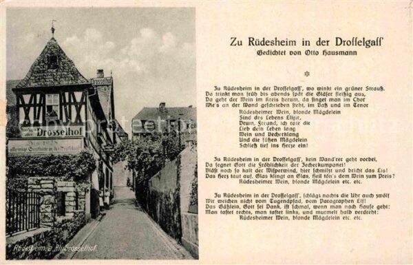 Gedicht auf AK Zu Rüdesheim in der Drosselgass Otto Ha