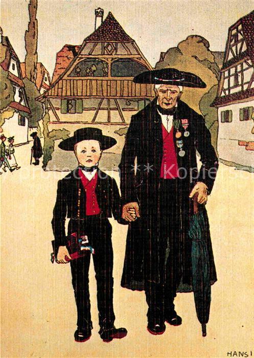 Hansi Le Grand-Pere et l'enfant sur le chemin