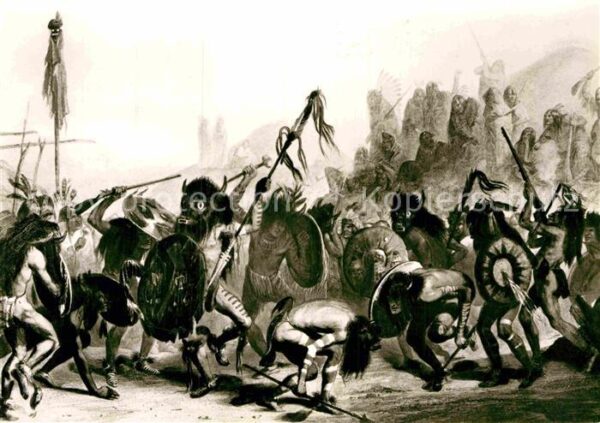 Indianer Native American Bisontanz Mandan-Indianer Künstlerkarte