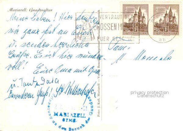 Mariazell Steiermark Gnadenaltar Gedicht Jolanthe Hasslwande – Bild 2