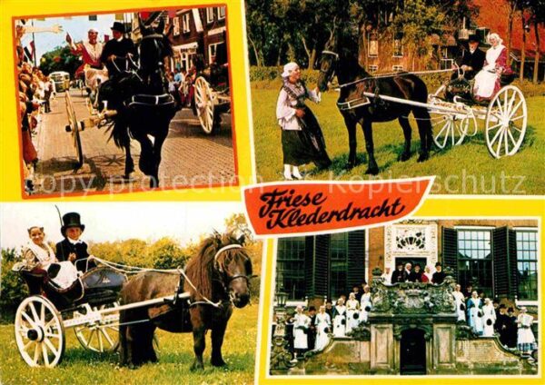 Trachten Holland Friese Klederdracht Pferdewagen