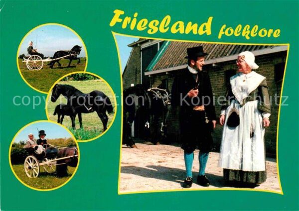 Trachten Holland Friesland Folklore Pferdewagen
