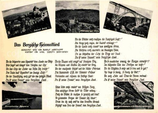 Liederkarte Das Bergische Heimatlied Schloss Burg S