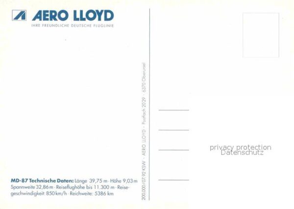 Flugzeuge Zivil Aero Lloyd Mc Donnell Douglas MD-87 – Bild 2