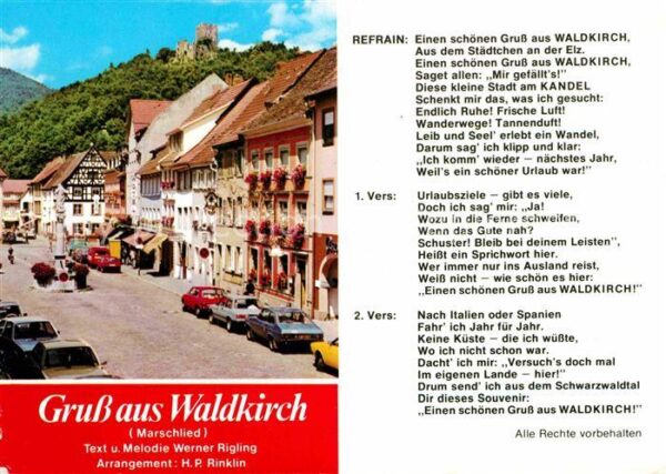 Liederkarte Waldkirch Marschlied Marktplatz Kastelb
