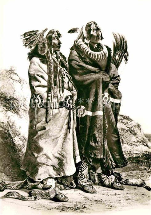 Indianer Native American Mandan-Krieger Missouri-River Kupfersti