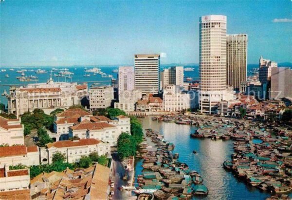 Singapore River and big commercial buildings