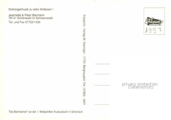 Schoenwald Schwarzwald Drehorgelspieler – Bild 2