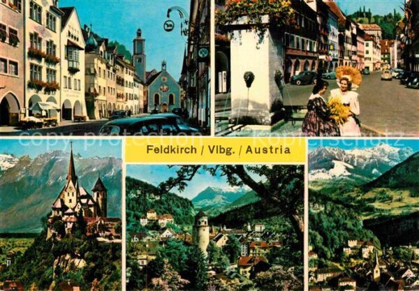 Feldkirch Vorarlberg Ortsmotive Brunnen Kirch Panorama